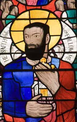 Christ from a stained glass window by Wilhemina Geddes.