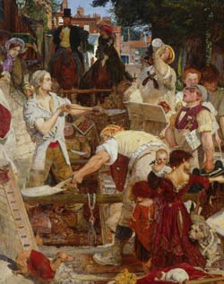 Oil painting by Ford Madox Brown.