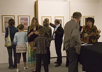 Visitors at the Private View of the Imaging the Bible in Wales Exhibition.