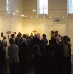 Visitors at the Private View, Sacred Space Gallery.