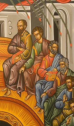 Detail of an icon depicting Pentecost.