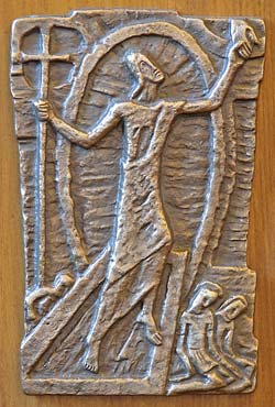 Relief carving of the Resurrection.