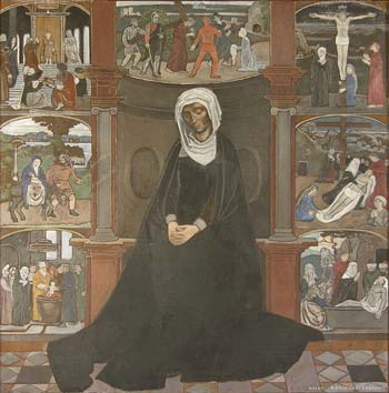 The Seven Sorrows of the Blessed Virgin Mary, painting by Powys Evans.