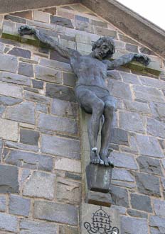 Crucifix on the extreior of the church.