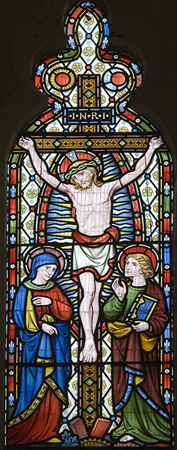 Crucifixion, stained glass by Alexander Gibbs.