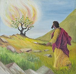 Painting of Moses at the Burning Bush.