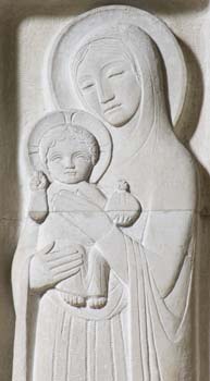 Virgin and Child, carved in stone.