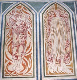 Scraffito panel with a scene from the Benedicite.