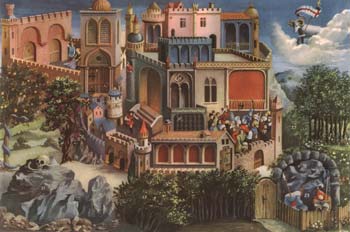 View of a city representing Jerusalem.