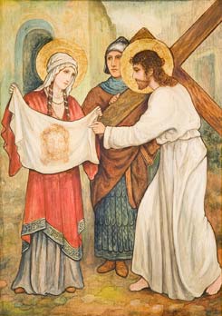 Two light window by Celtic Studios showing Jesus with three disciples.